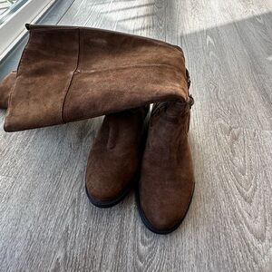 Easy Spirit Chocolate Suede Ankle Boots with Zipper